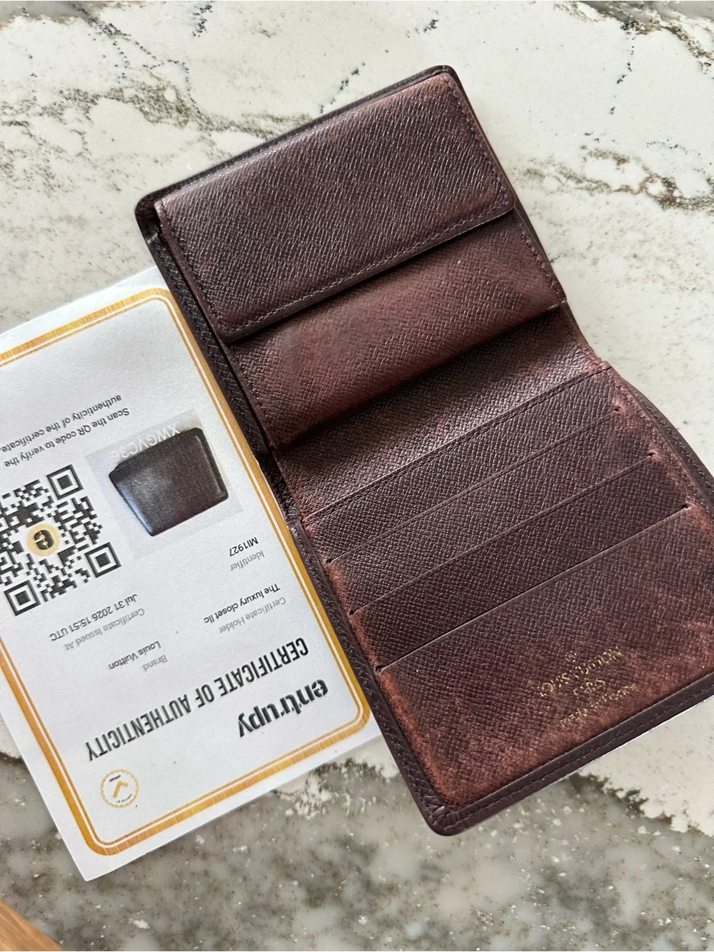 Louis Vuitton Dark Burgundy/Maroon Leather Men's Bifold Wallet
